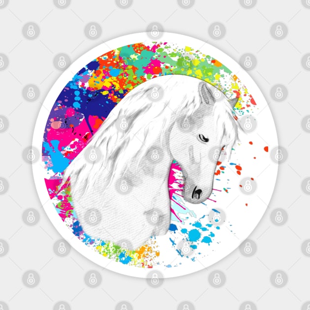 Horse Lovers Majestic White Horse Magnet by KC Morcom aka KCM Gems n Bling aka KCM Inspirations